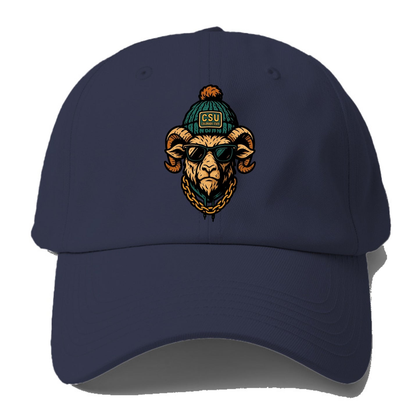 Fort Collins Ram wearing Colorado State beanie with CSU patch - Baseball Cap - Twilight Navy(Blue)