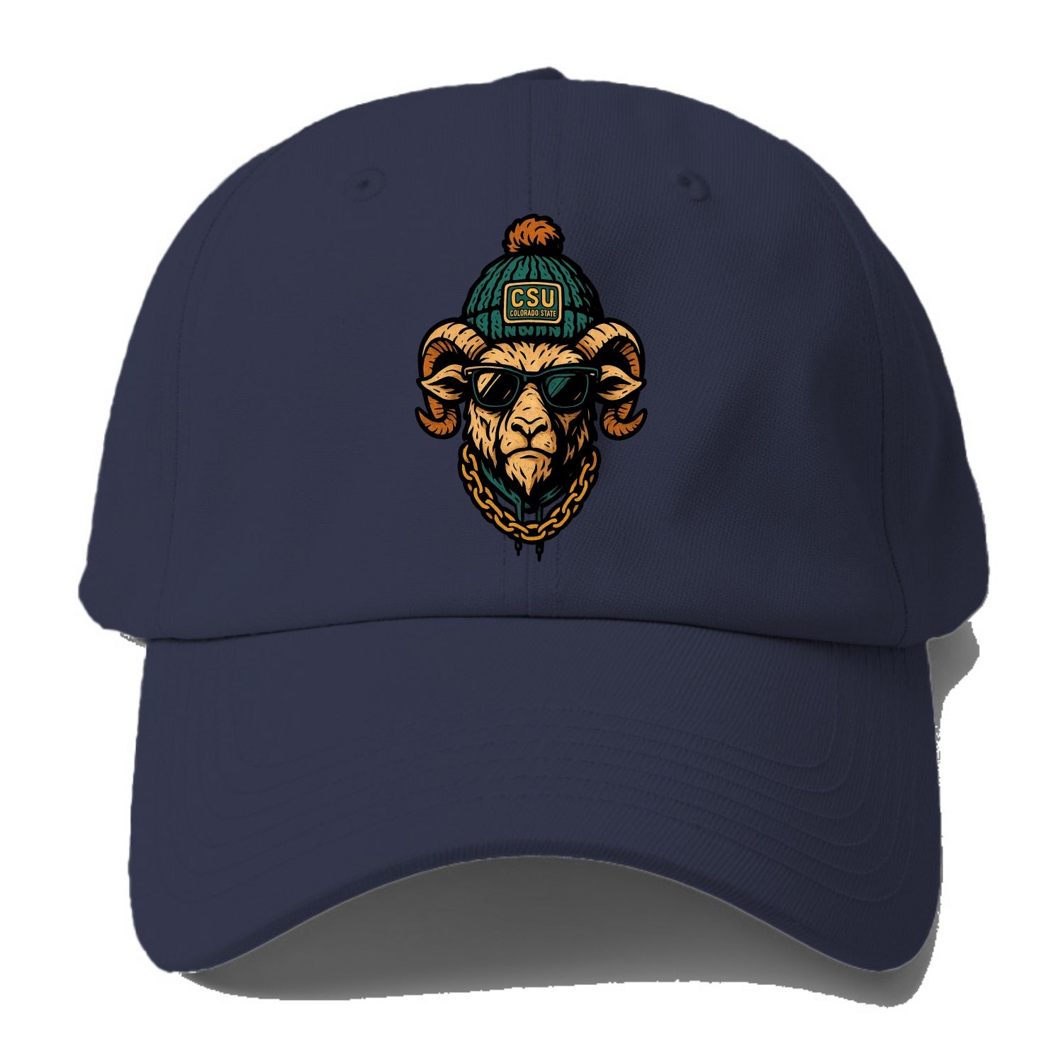 Fort Collins Ram wearing Colorado State beanie with CSU patch - Baseball Cap - Twilight Navy(Blue)