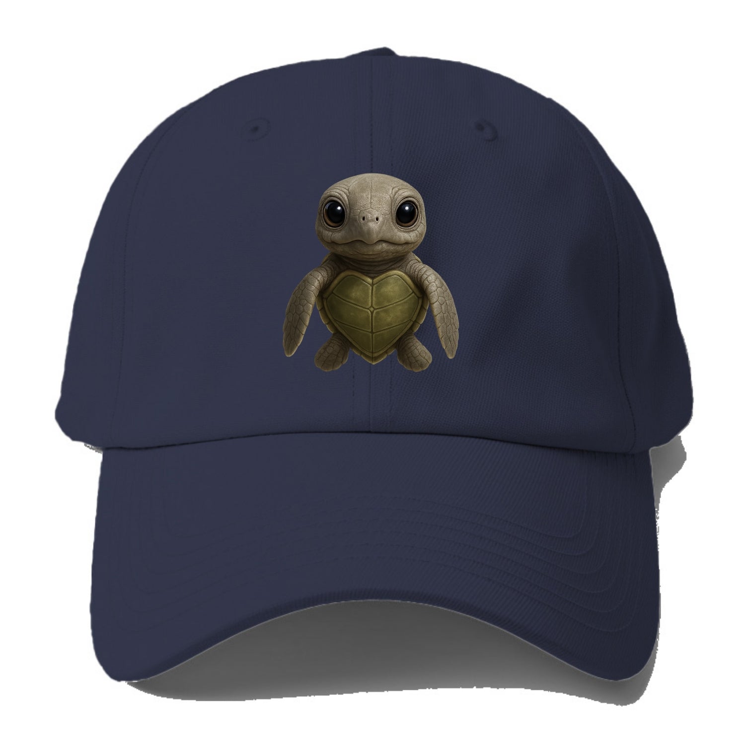 Baby Olive Ridley Turtle - olive green shell, heart-shaped carapace, bright eyes, - Baseball Cap - Twilight Navy(Blue)
