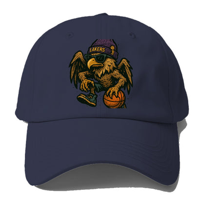 Los Angeles Golden Eagle wearing Lakers beanie with trophy patch and wayfarer - Baseball Cap - Twilight Navy(Blue)
