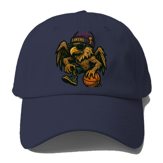 Los Angeles Golden Eagle wearing Lakers beanie with trophy patch and wayfarer - Baseball Cap - Twilight Navy(Blue)