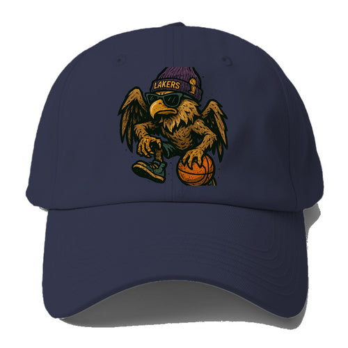 Los Angeles Golden Eagle wearing Lakers beanie with trophy patch and wayfarer - Baseball Cap
