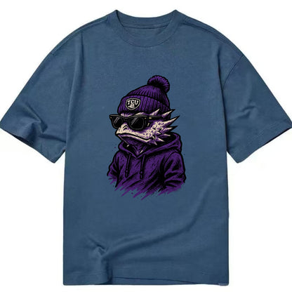 Fort Worth Horned Frog wearing TCU beanie with frog patch - Classic T-shirt - Twilight Navy(Blue)