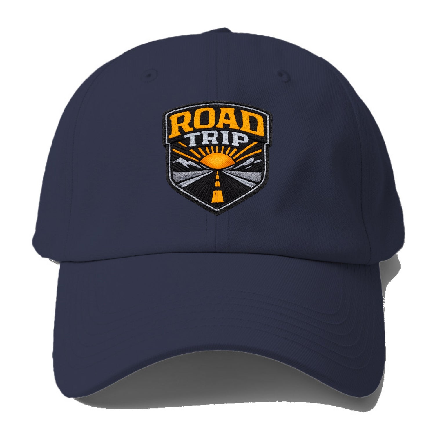 ROAD TRIP - highway and sun in orange and gray , open road - Baseball Cap - Twilight Navy(Blue)