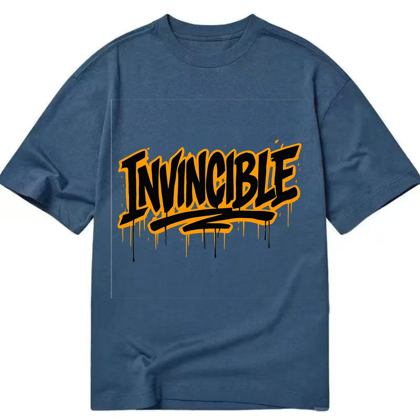 Bold typography design - "INVINCIBLE" - cannot be defeated, unconquerable - Classic T-shirt - Twilight Navy(Blue)
