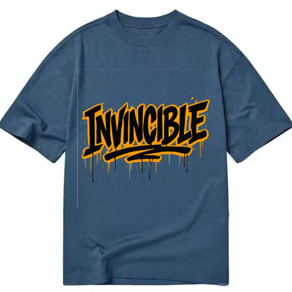 Bold typography design - "INVINCIBLE" - cannot be defeated, unconquerable - Classic T-shirt - Twilight Navy(Blue)