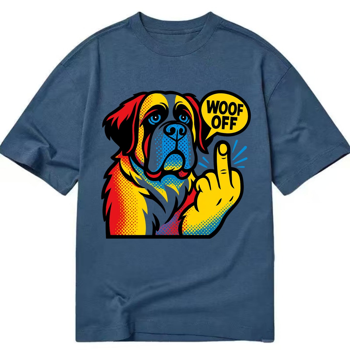 Saint Bernard with gentle giant face and droopy jowls, huge paw raised - Classic T-shirt - Twilight Navy(Blue)