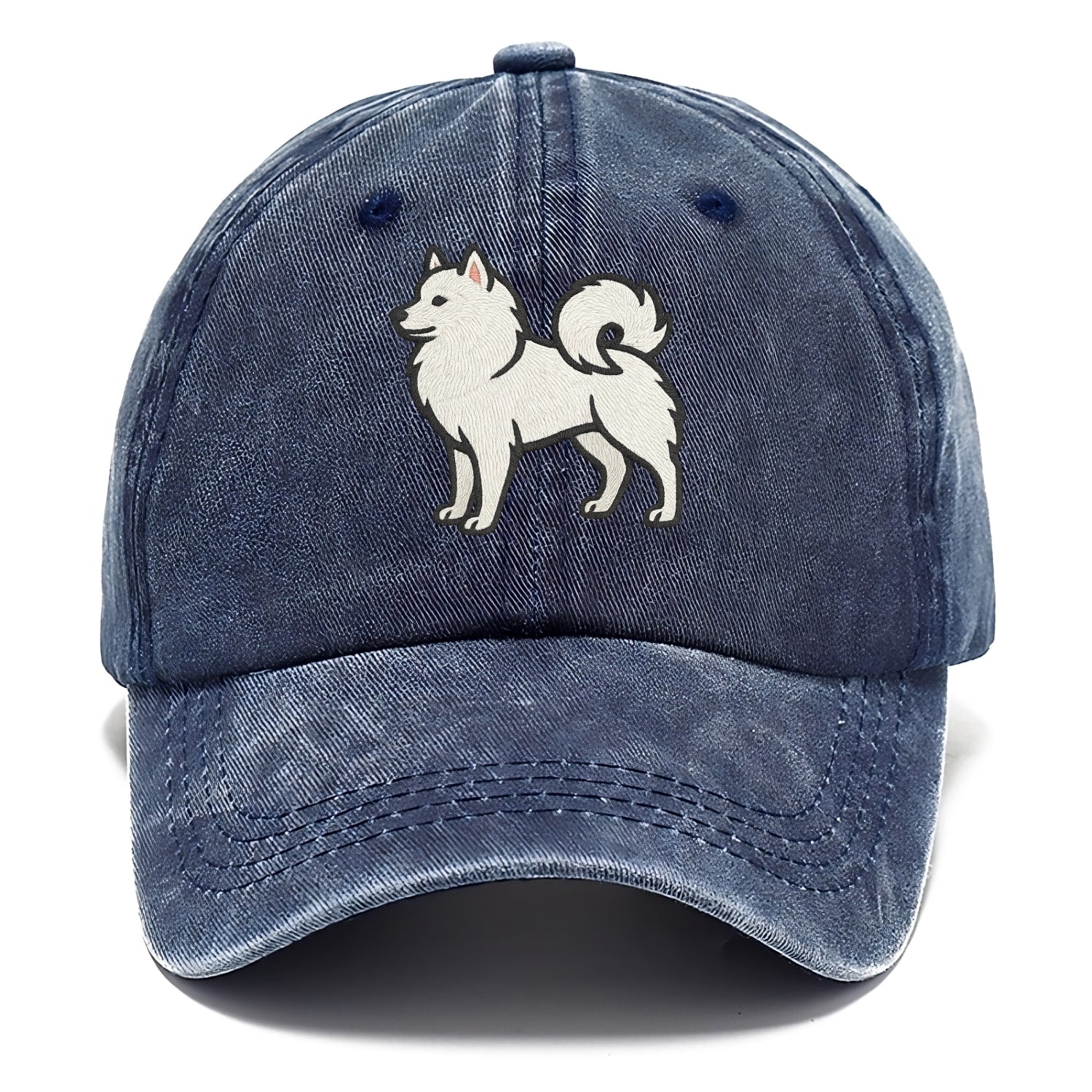 American Eskimo Dog - White spitz embroidered standing design - Classic Cap - Twilight Navy(Blue)