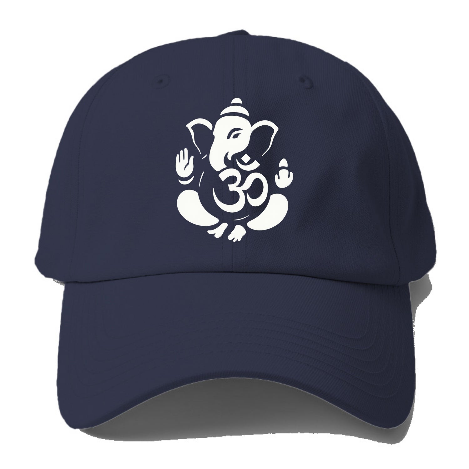 Ganesha elephant silhouette - negative space creates om symbol - Baseball Cap - Twilight Navy(Blue)