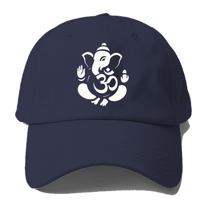 Ganesha elephant silhouette - negative space creates om symbol - Baseball Cap - Twilight Navy(Blue)