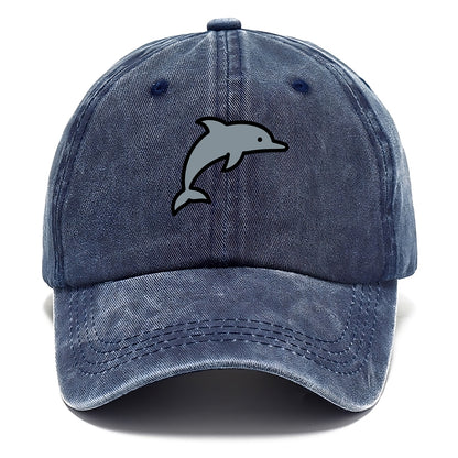 Bottlenose Dolphin - Gray jumping pose flat side profile - Classic Cap - Twilight Navy(Blue)