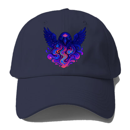 Mysterious raven with feathers showing future visions in neon colors, - Baseball Cap For Big Heads - Twilight Navy(Blue)
