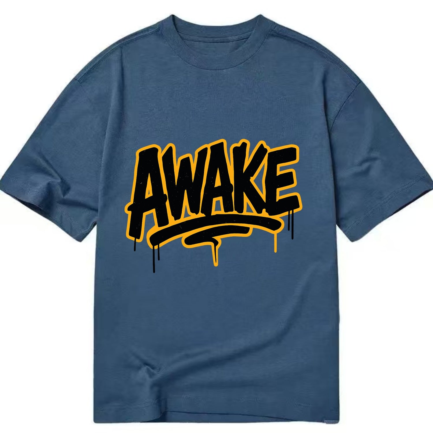Bold typography design - "AWAKE" - conscious, aware, alert - Classic T-shirt - Twilight Navy(Blue)