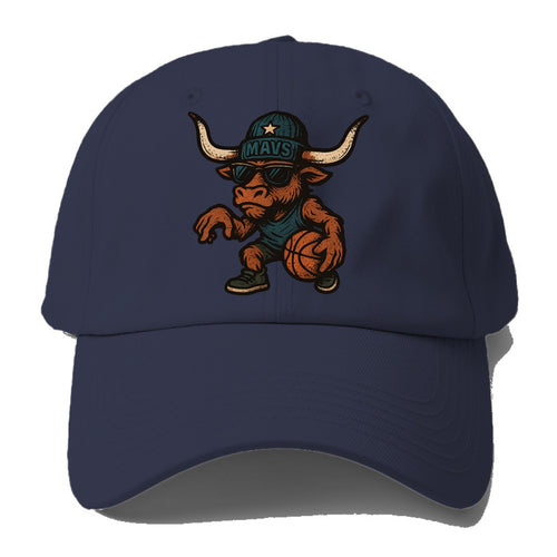 Texas Longhorn wearing Mavs beanie with lone star patch and wayfarer sunglasses - Baseball Cap
