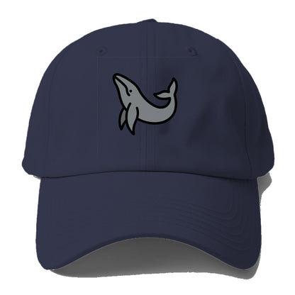 Humpback Whale - Gray breaching pose flat side profile - Baseball Cap For Big Heads - Twilight Navy(Blue)