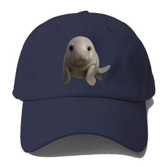 Baby Dugong - gray with paddle tail, gentle expression, whiskers, - Baseball Cap For Big Heads - Twilight Navy(Blue)