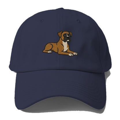 Boxer - Fawn colored relaxed lying down Baseball Cap - Twilight Navy(Blue)