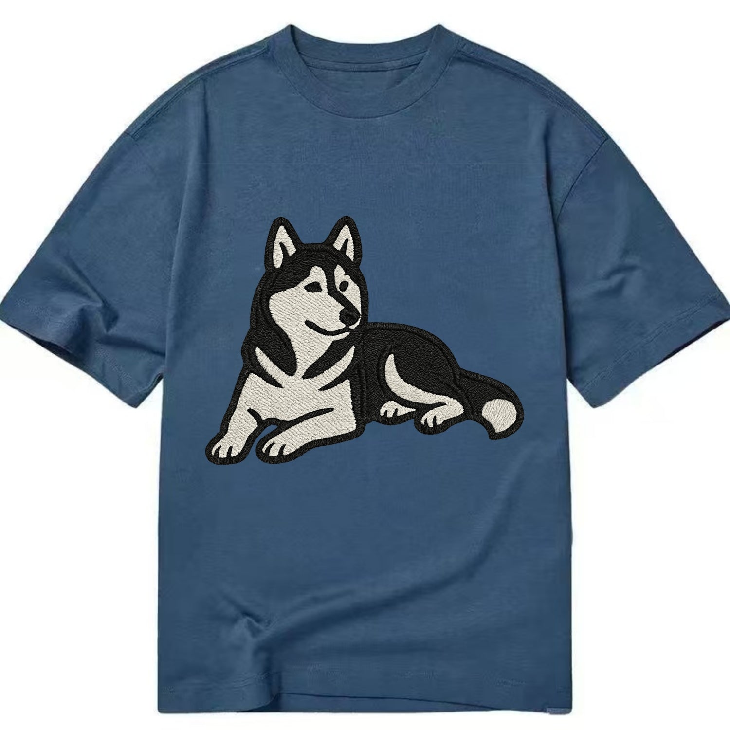 Siberian Husky - Black and white relaxed Classic T-shirt - Twilight Navy(Blue)