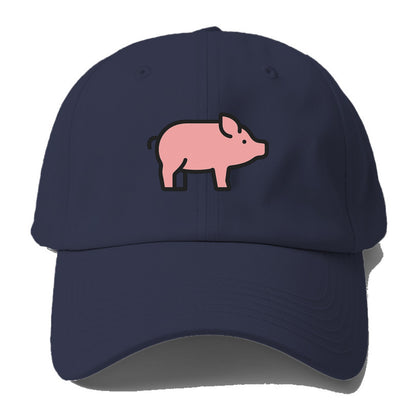 Pig - Pink farm pig flat side profile - Baseball Cap For Big Heads - Twilight Navy(Blue)