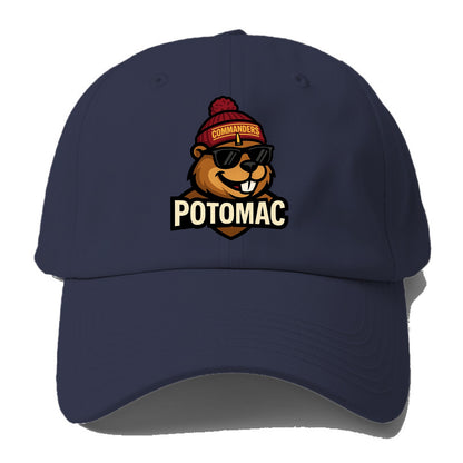 Potomac Beaver wearing Commanders beanie with monument patch and - Baseball Cap For Big Heads - Twilight Navy(Blue)