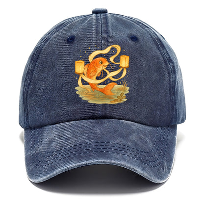 Koi weaving silk streamers through floating lanterns on tranquil water - Classic Cap - Twilight Navy(Blue)