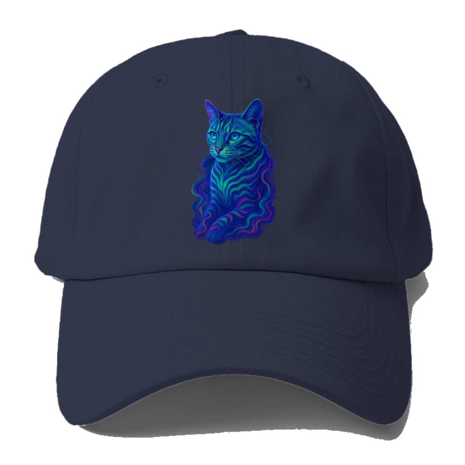 Exotic Bengal cat with aurora borealis colors flowing through its - Baseball Cap For Big Heads - Twilight Navy(Blue)