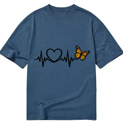 Heartbeat Butterfly - Classic T-shirt - Twilight Navy(Blue)