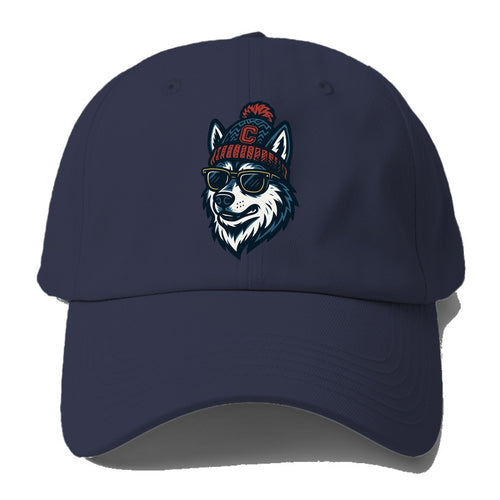 Storrs Husky wearing UConn beanie with C patch - Baseball Cap