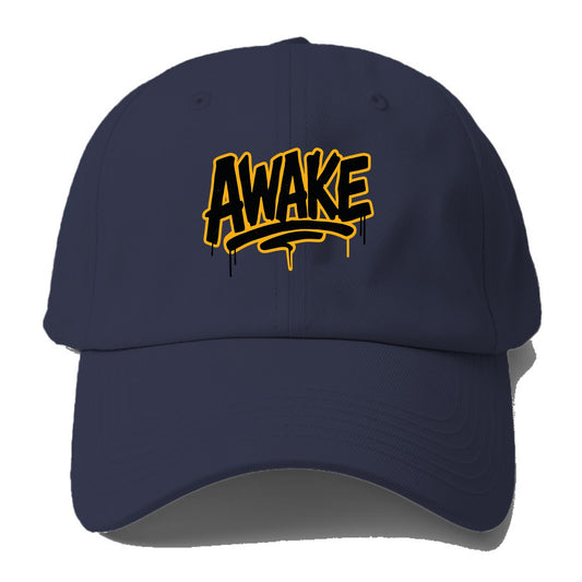 Bold typography design - "AWAKE" - conscious, aware, alert - Baseball Cap For Big Heads - Twilight Navy(Blue)