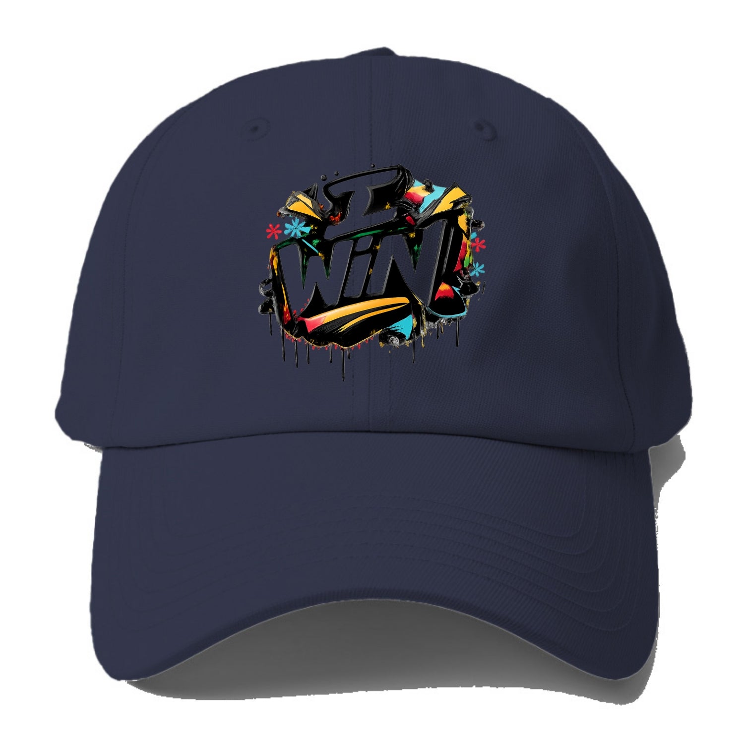 Bold typography design - "I WIN" - victory mindset, winning - Baseball Cap - Twilight Navy(Blue)