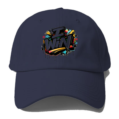 Bold typography design - "I WIN" - victory mindset, winning - Baseball Cap - Twilight Navy(Blue)