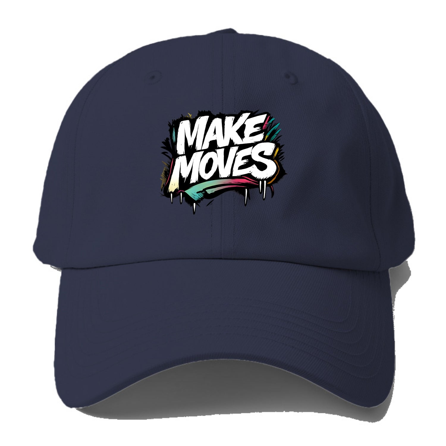 Bold typography design - "MAKE MOVES" - take action, progress forward - Baseball Cap For Big Heads - Twilight Navy(Blue)