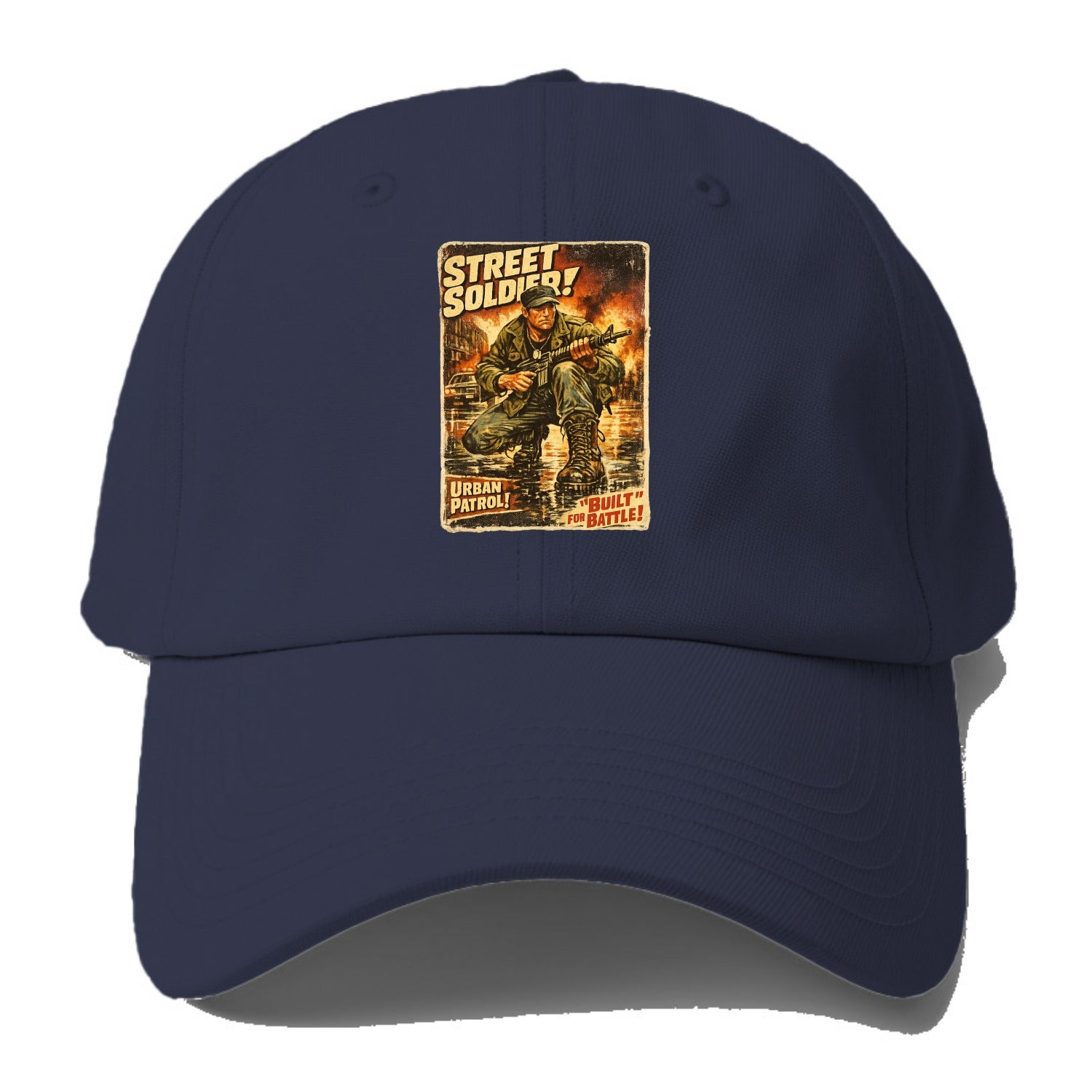COMBAT READY | Military boots on wet pavement | Street soldier | Urban patrol | - Baseball Cap - Twilight Navy(Blue)