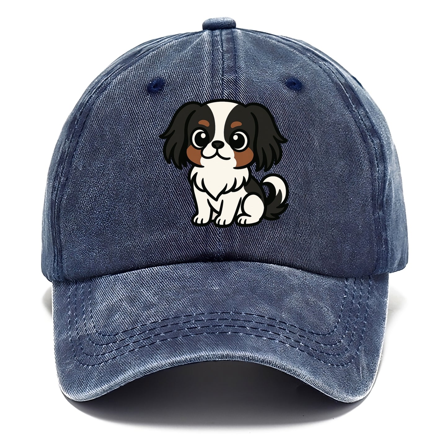 Japanese Chin - Black and white sitting pose - Classic Cap - Twilight Navy(Blue)