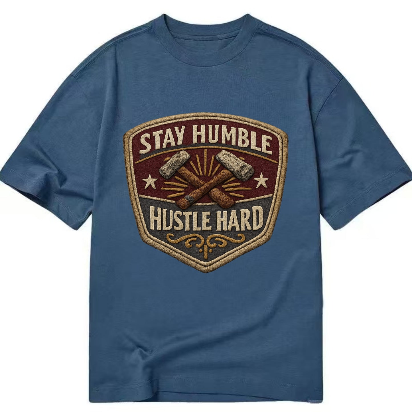 STAY HUMBLE HUSTLE HARD - text in silver , work ethic - Classic T-shirt - Twilight Navy(Blue)