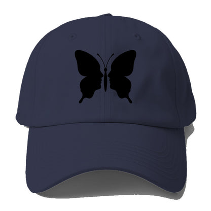 Butterfly wings - negative space reveals hidden faces or patterns - Baseball Cap For Big Heads - Twilight Navy(Blue)