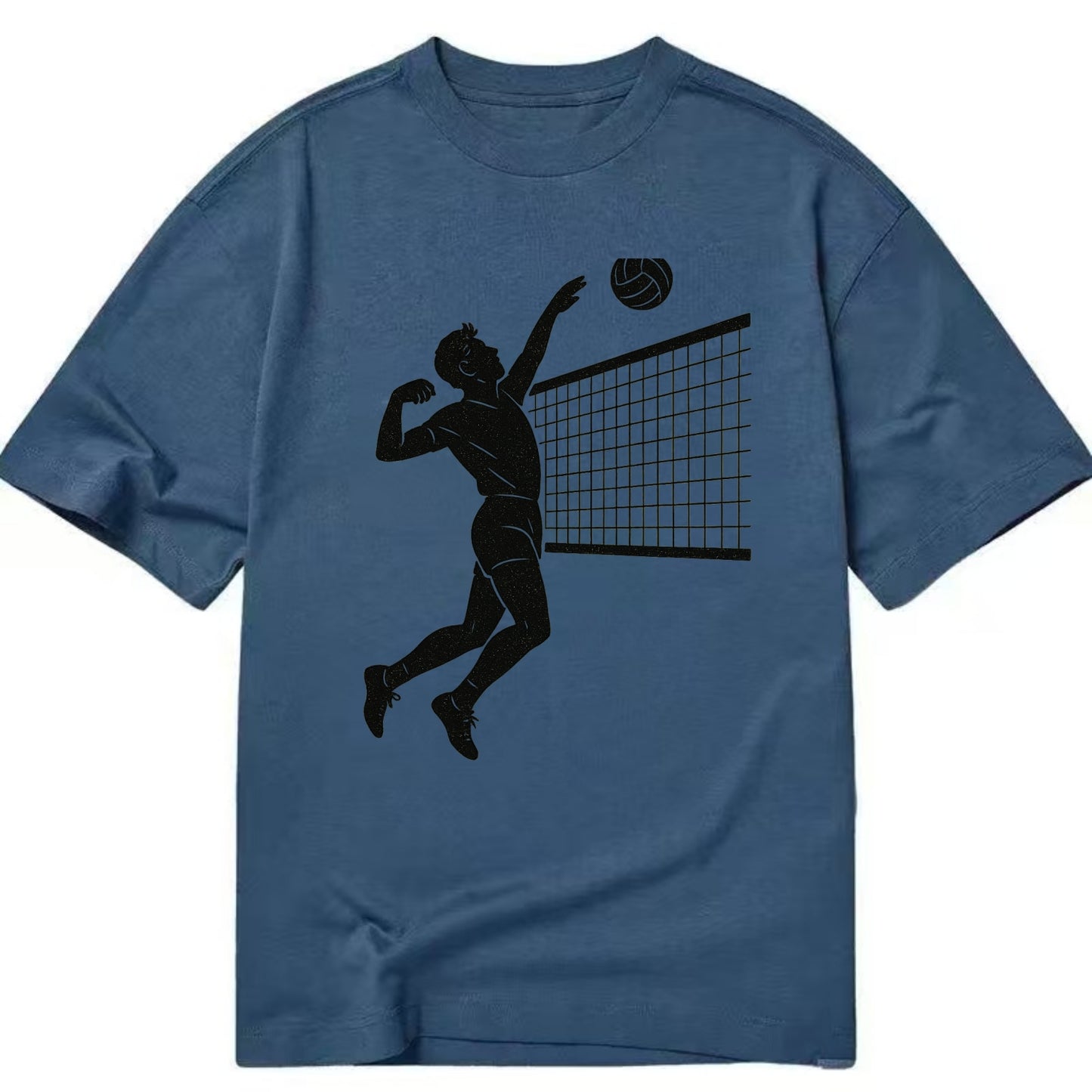 Volleyball player spiking at the net - Classic T-shirt - Twilight Navy(Blue)