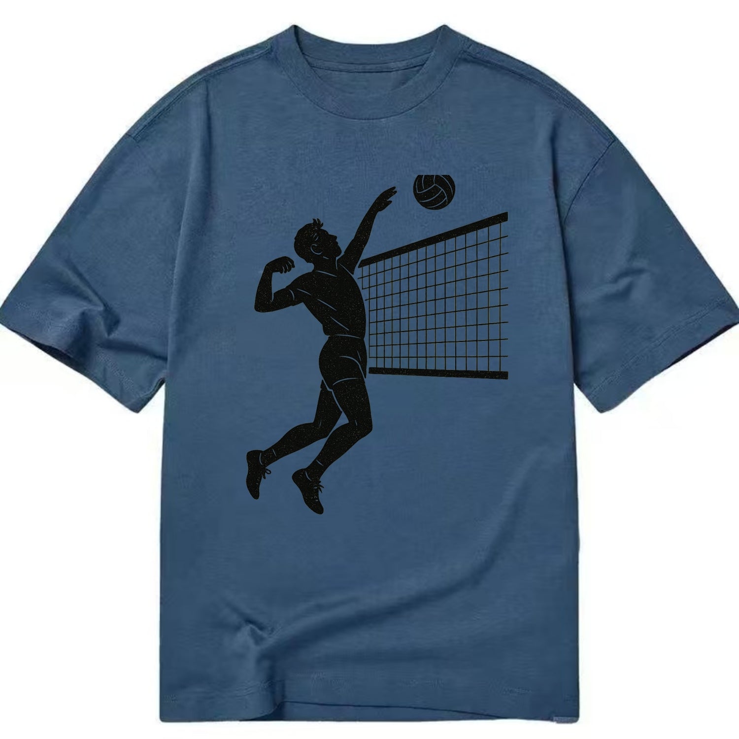 Volleyball player spiking at the net - Classic T-shirt - Twilight Navy(Blue)