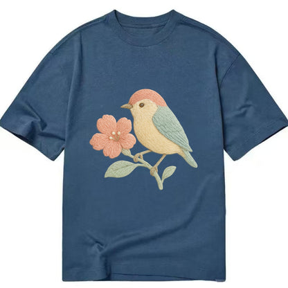 Peach Flowerpecker - Classic T-shirt - Twilight Navy(Blue)