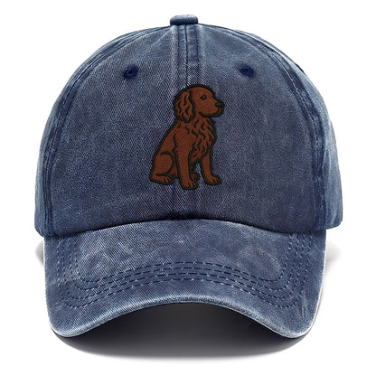 Boykin Spaniel - Rich chocolate brown wavy coat embroidered sitting pose - Classic Cap - Twilight Navy(Blue)