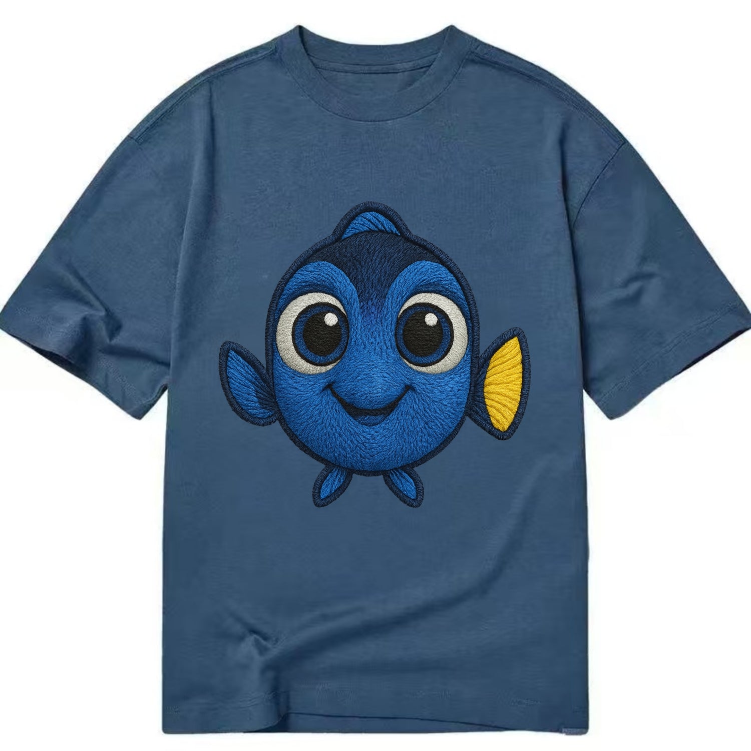 Baby Blue Tang - bright blue with yellow tail, big eyes, front-facing, Dory-style - Classic T-shirt - Twilight Navy(Blue)