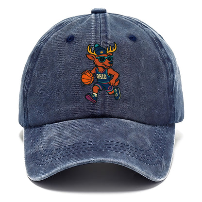 Ohio Deer wearing Cavs beanie with crown patch and wayfarer sunglasses - Classic Cap - Twilight Navy(Blue)
