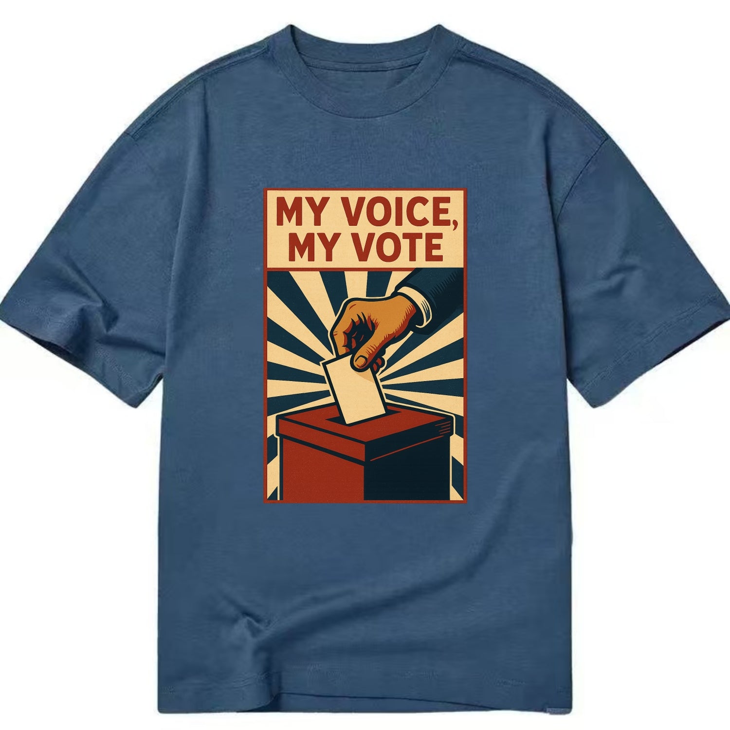 Hand dropping ballot into box with determination - "My Voice, My Vote" - - Classic T-shirt - Twilight Navy(Blue)