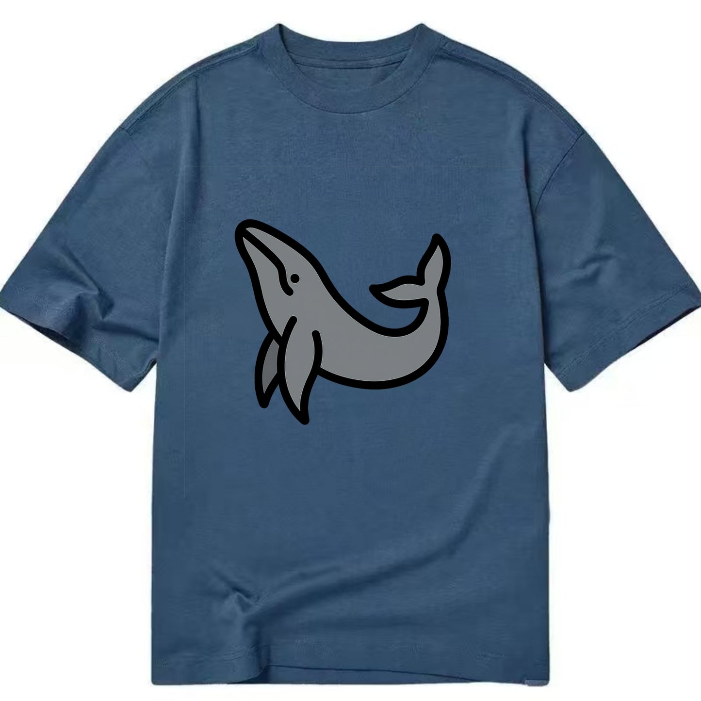 Humpback Whale - Gray breaching pose flat side profile - Classic T-shirt - Twilight Navy(Blue)