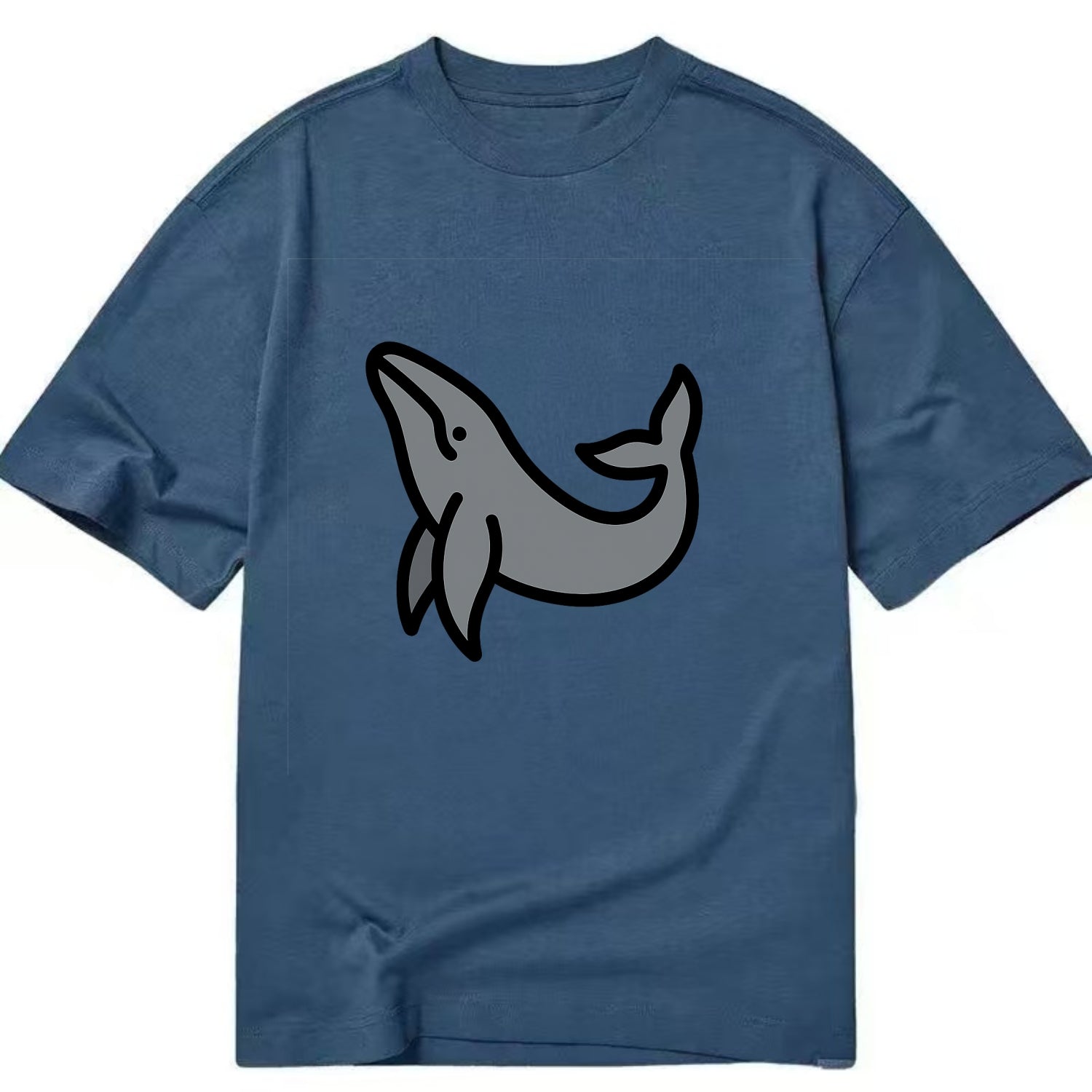 Humpback Whale - Gray breaching pose flat side profile - Classic T-shirt - Twilight Navy(Blue)