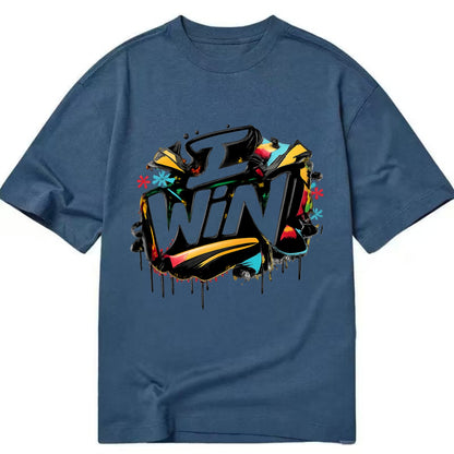 Bold typography design - "I WIN" - victory mindset, winning - Classic T-shirt - Twilight Navy(Blue)