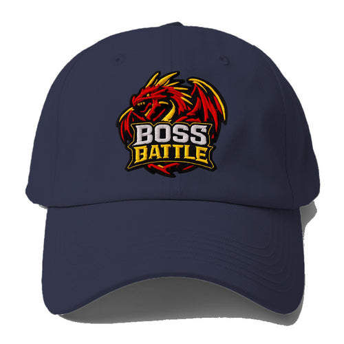 BOSS BATTLE - dragon silhouette in red and gold , raid - Baseball Cap For Big Heads