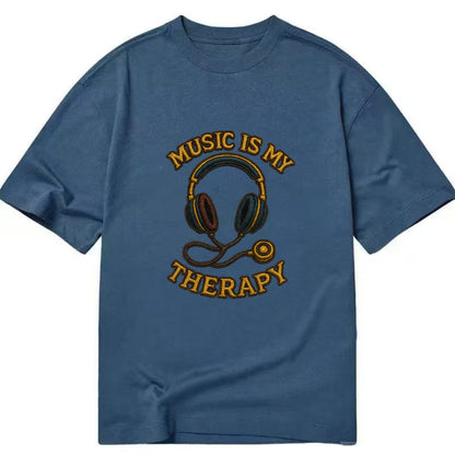 Music Is My Therapy  - Classic T-shirt - Twilight Navy(Blue)