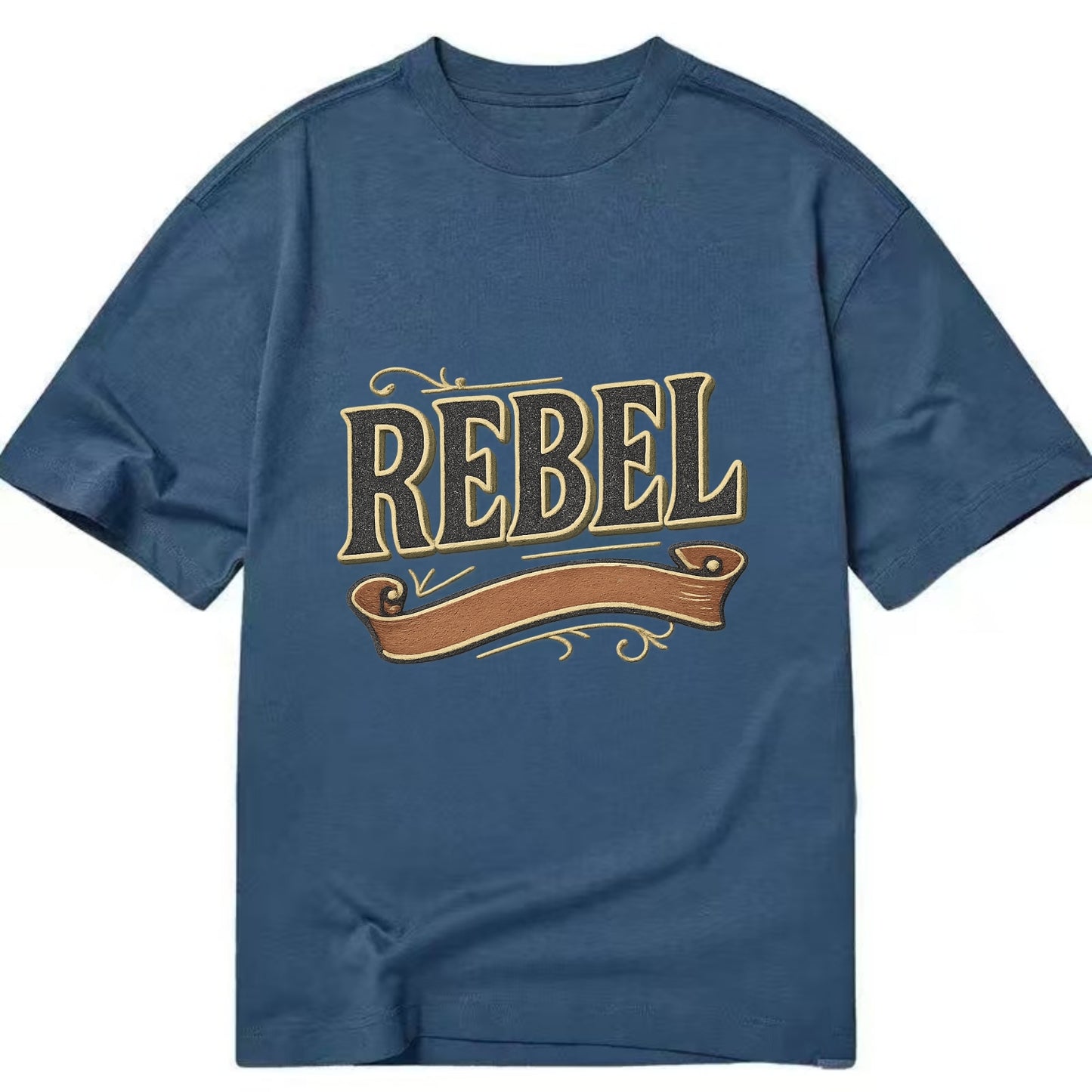 Bold typography design - "REBEL" - nonconformist, rule breaker, independent - Classic T-shirt - Twilight Navy(Blue)