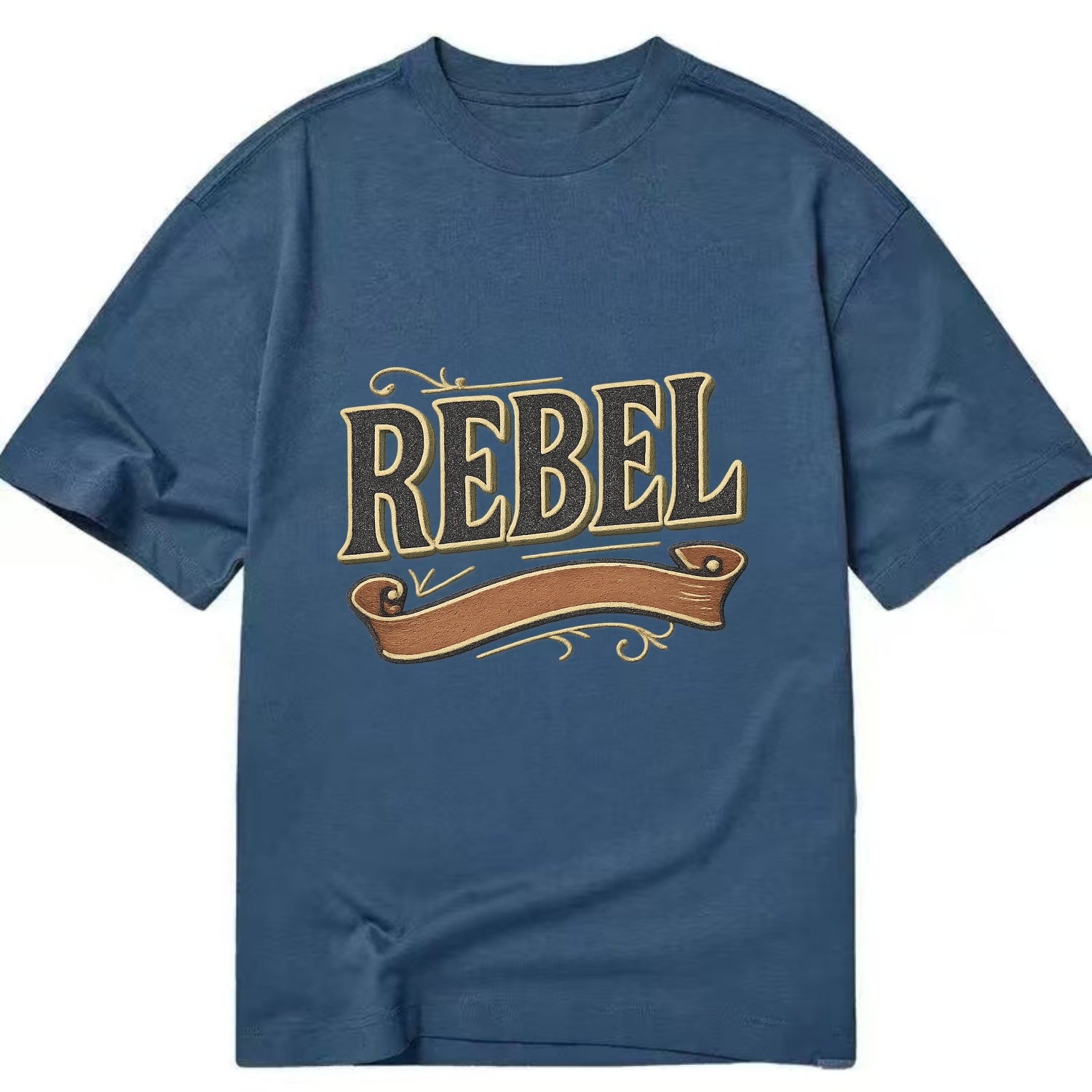 Bold typography design - "REBEL" - nonconformist, rule breaker, independent - Classic T-shirt - Twilight Navy(Blue)
